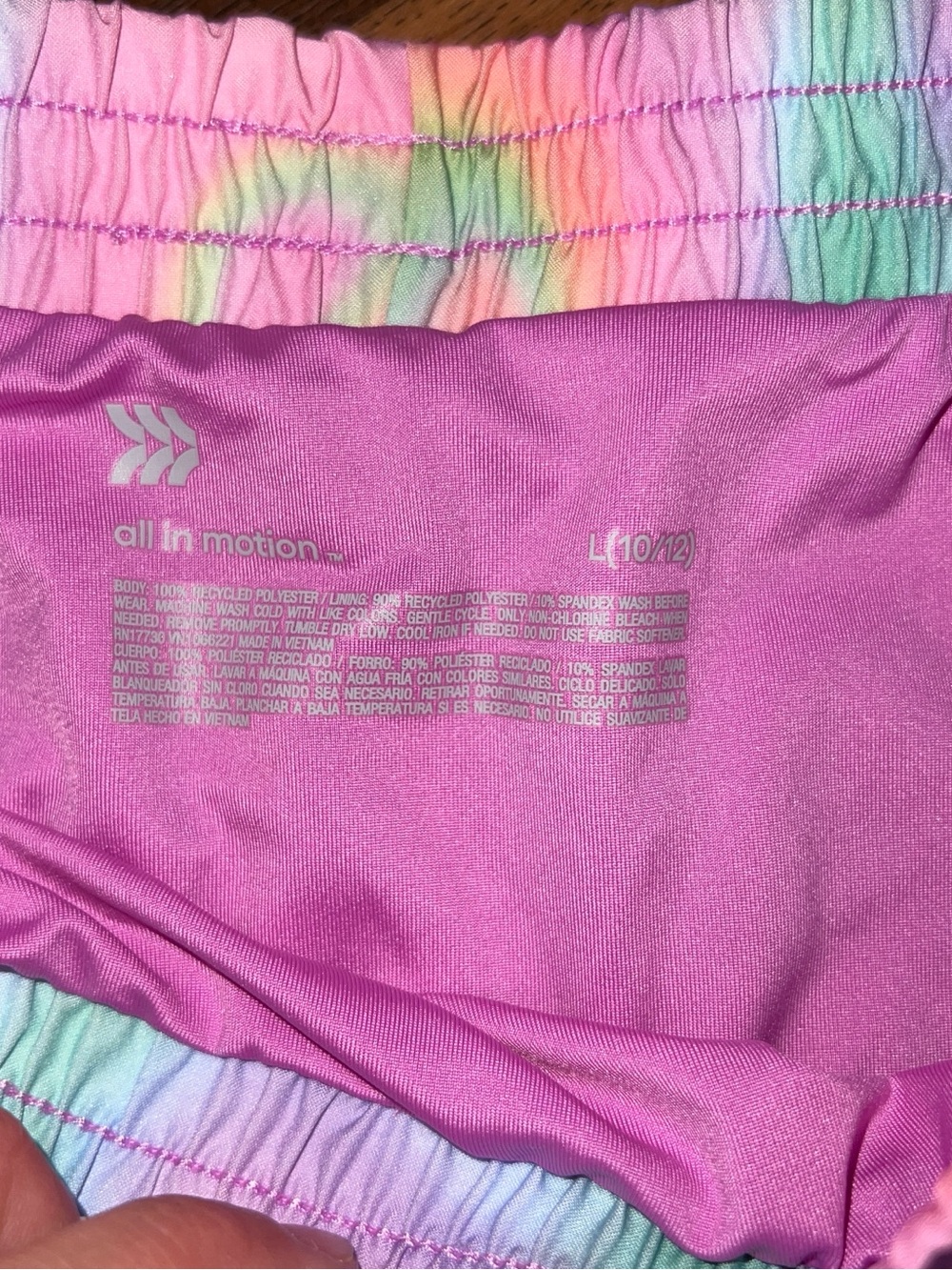 all in motion Pastel Tie-Dye Athletic Shorts - Pink, Mint, Yellow - Picture 3 of 4